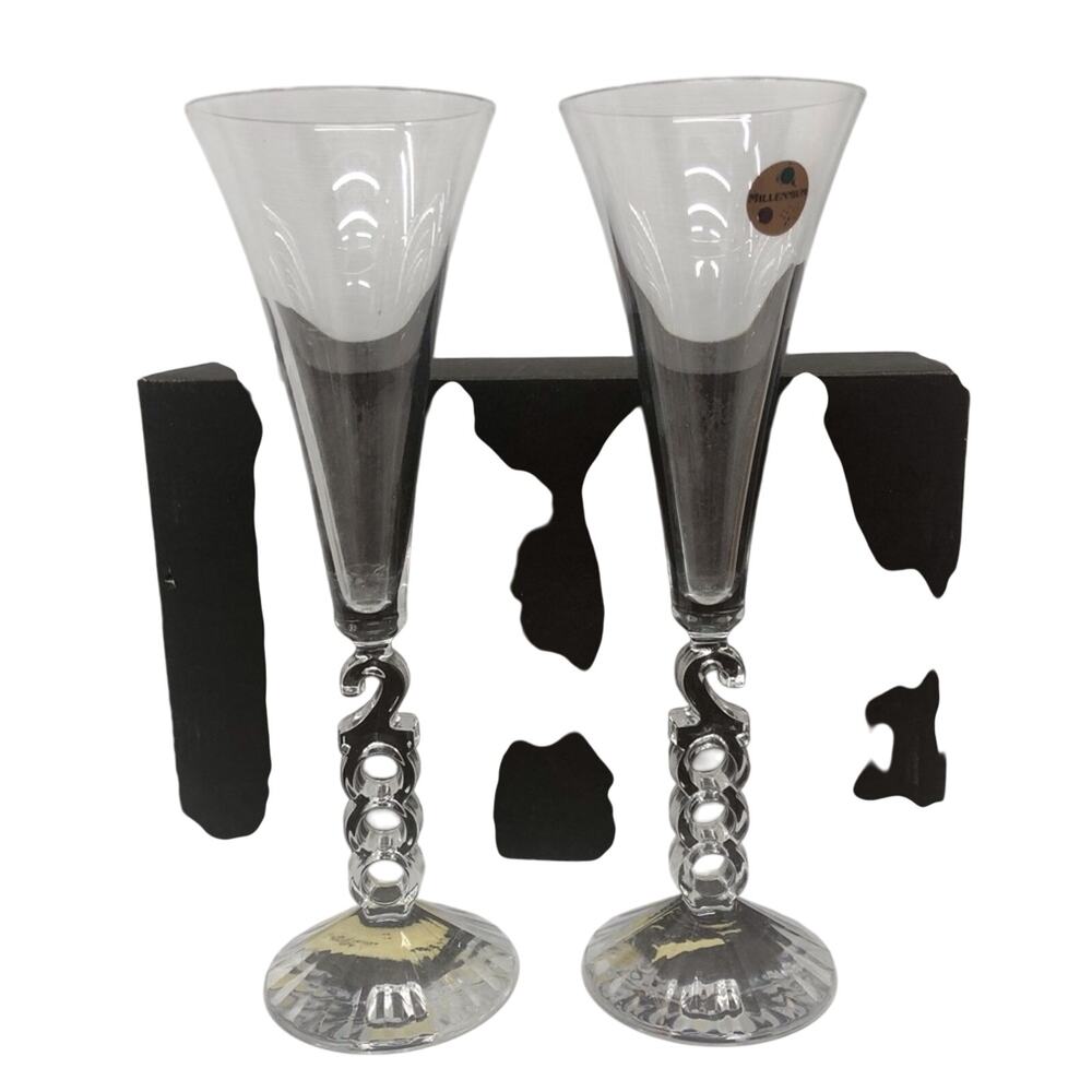 NIB Cristal D Arques Collectible Y2K Millennium Champagne flute glasses - Picture 16 of 16